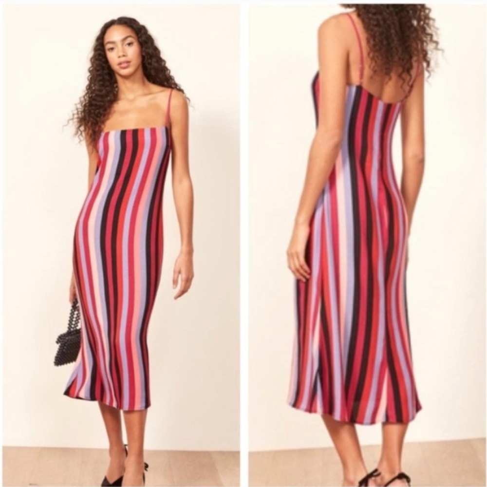 NEW Reformation Rosaly Midi Dress Isabel Stripe 2